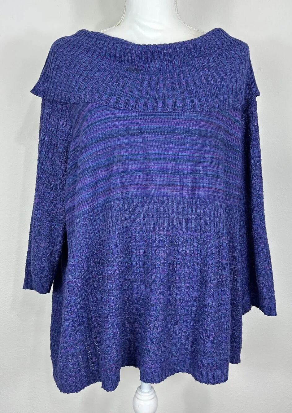 Catherines 3X Petite Purple Knit Tunic Sweater Plus Size